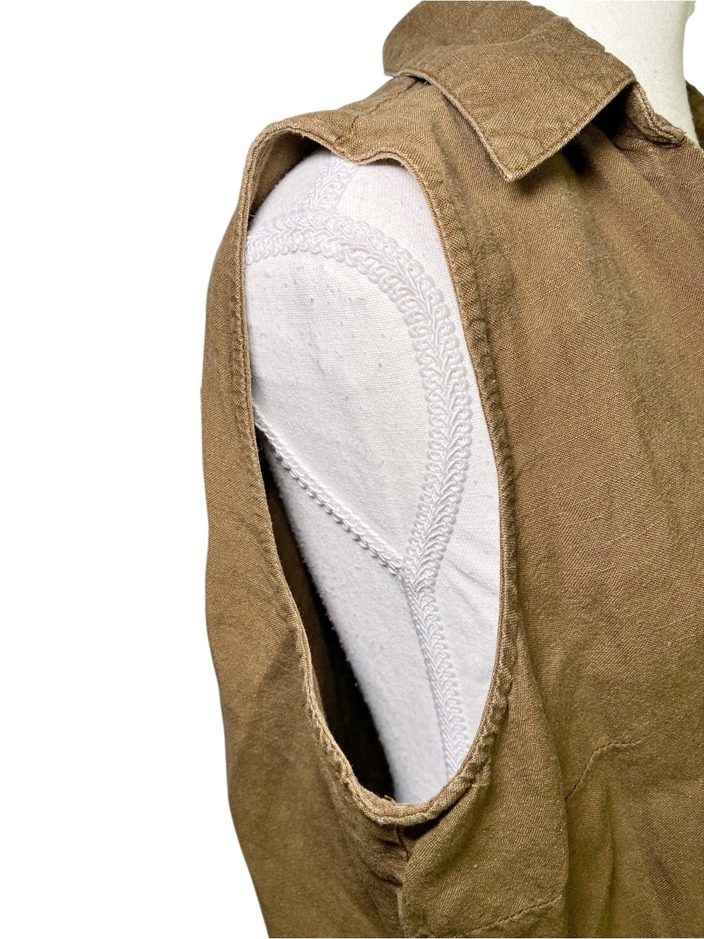 Norton McNaughton Y2K Earthy Linen Blend Floral Embroidered Button-Down Top - Picture 6 of 13